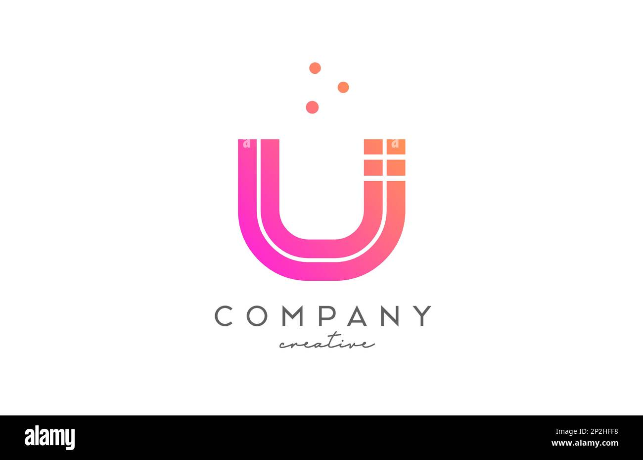 U logo lettre rose avec lignes et points. Modèle de création d'entreprise pour l'entreprise et les entreprises Illustration de Vecteur