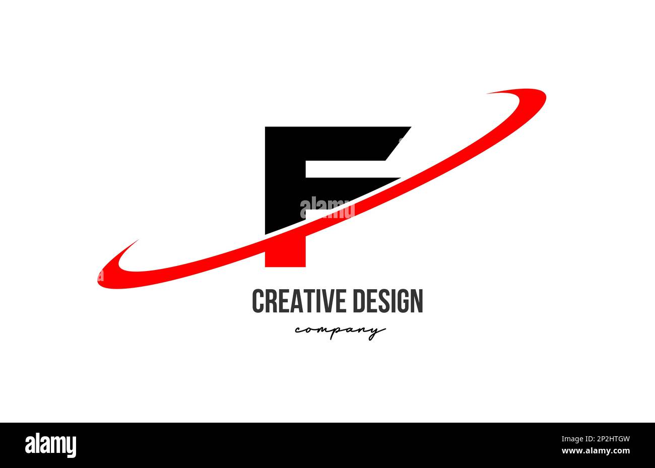 Logo lettre F rouge noir avec grand Swoosh. Modèle de création d'entreprise pour l'entreprise et les entreprises Illustration de Vecteur