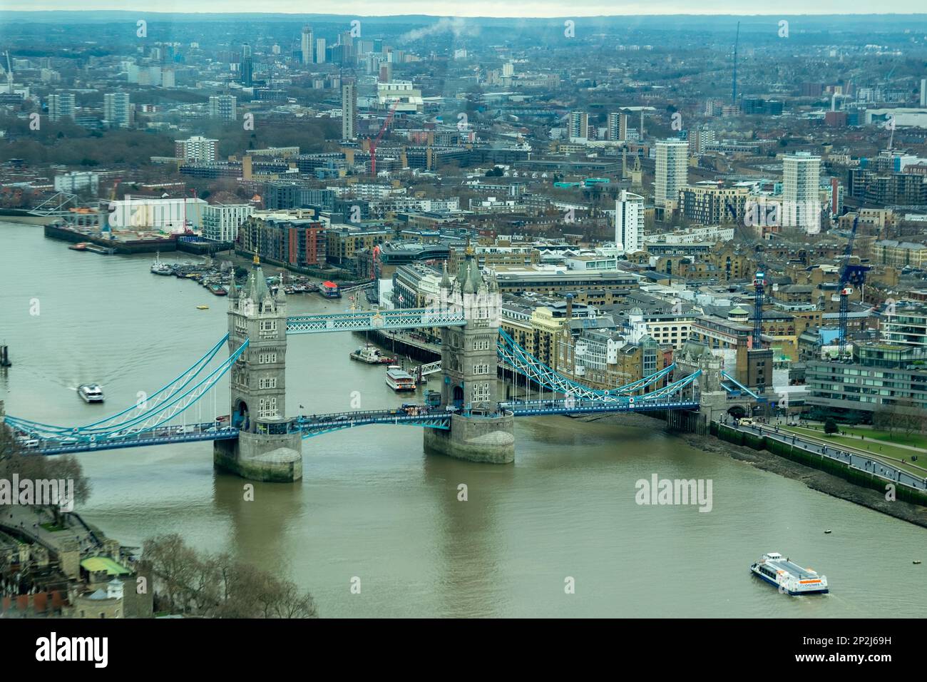 Vue aérienne de Tower Bridge, prise du Shard Banque D'Images