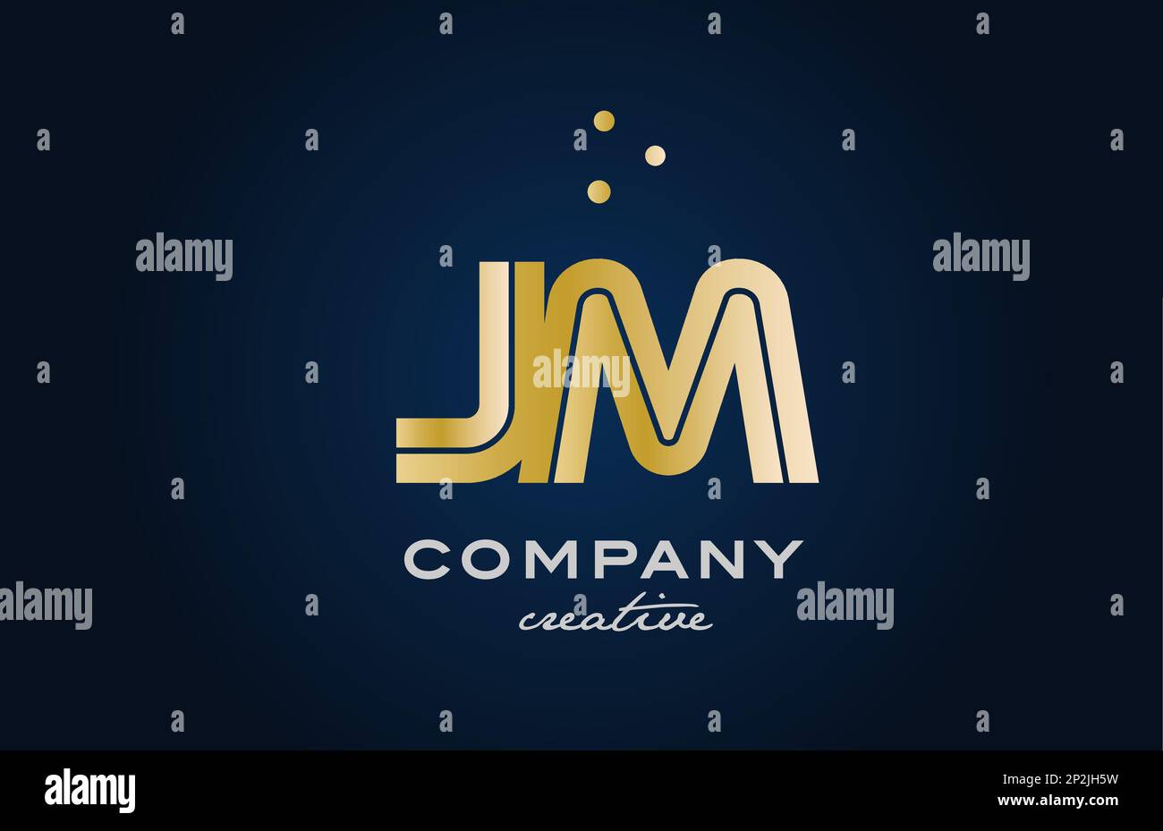 Combinaison or or or JM alphabet gras lettre logo avec des points. A rejoint la conception de modèles créatifs pour les entreprises et les entreprises Illustration de Vecteur