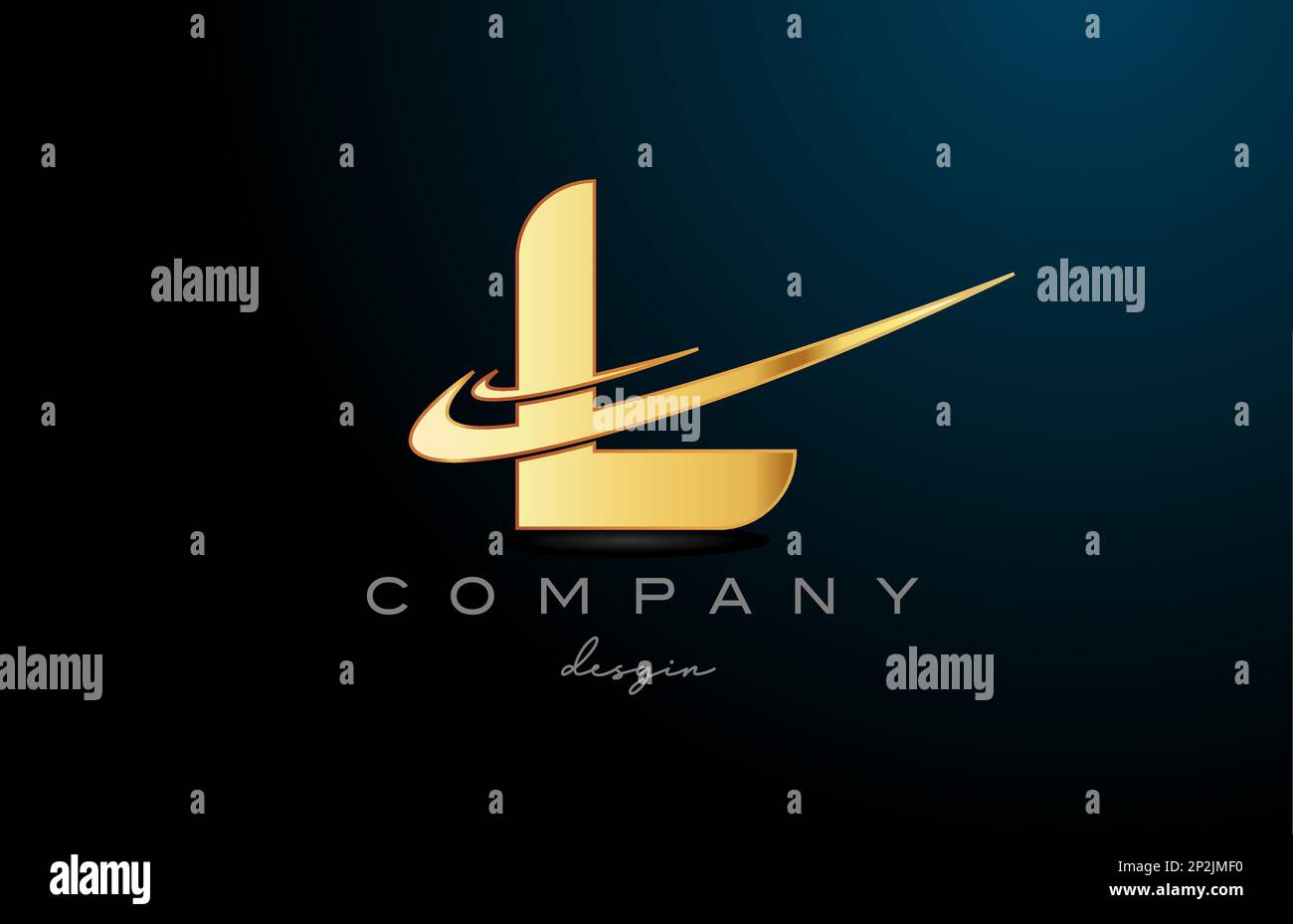 Lettre L avec logo Swoosh double de couleur dorée. Modèle de création d'entreprise pour l'entreprise et les entreprises Illustration de Vecteur