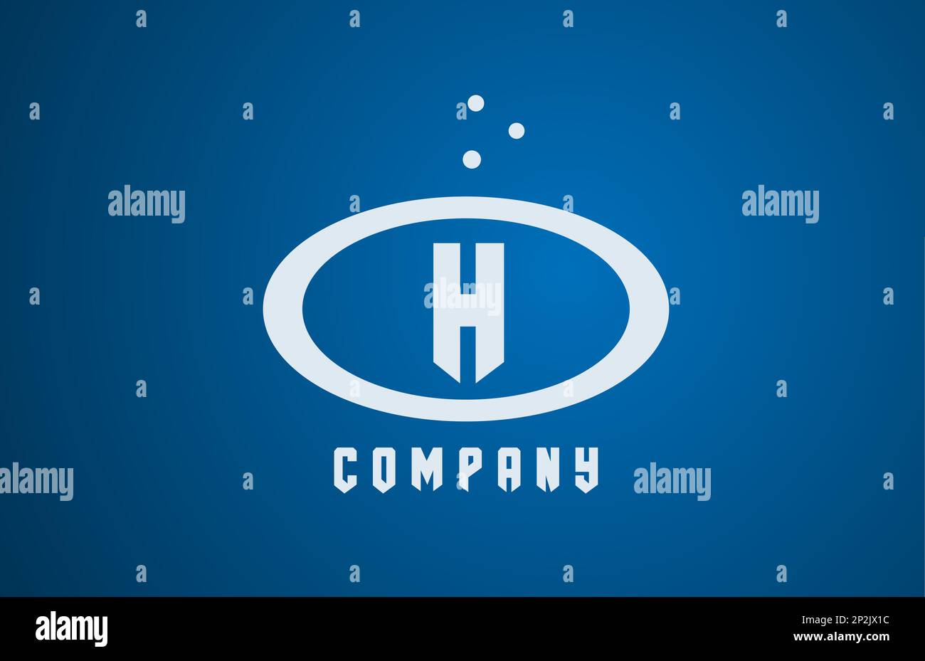 Lettre bleue blanche à ellipse H avec logo en gras et points. Modèle de création d'entreprise pour l'entreprise et les entreprises Illustration de Vecteur
