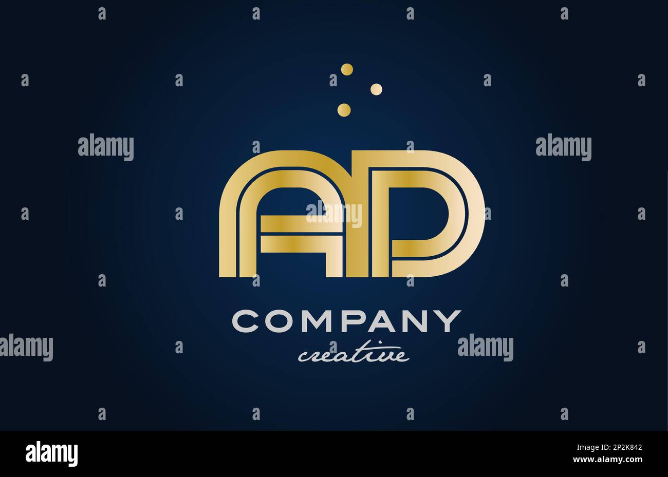 Combinaison or doré AD alphabet gras lettre logo avec des points. A rejoint la conception de modèles créatifs pour les entreprises et les entreprises Illustration de Vecteur