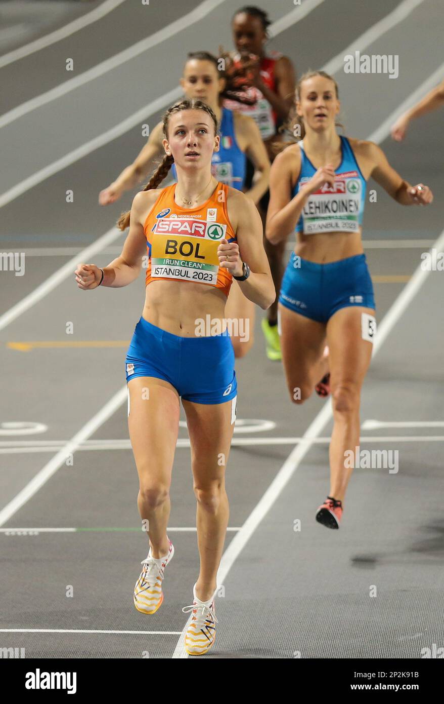 Femke bol des pays-Bas gagne sa chaleur 400m lors des Championnats d'intérieur d'athlétisme européens (jour 2) (séance du matin) à l'aréna d'Athlétisme Atakoy à Istanbul, Turquie, vendredi 3 mars 2023 Banque D'Images