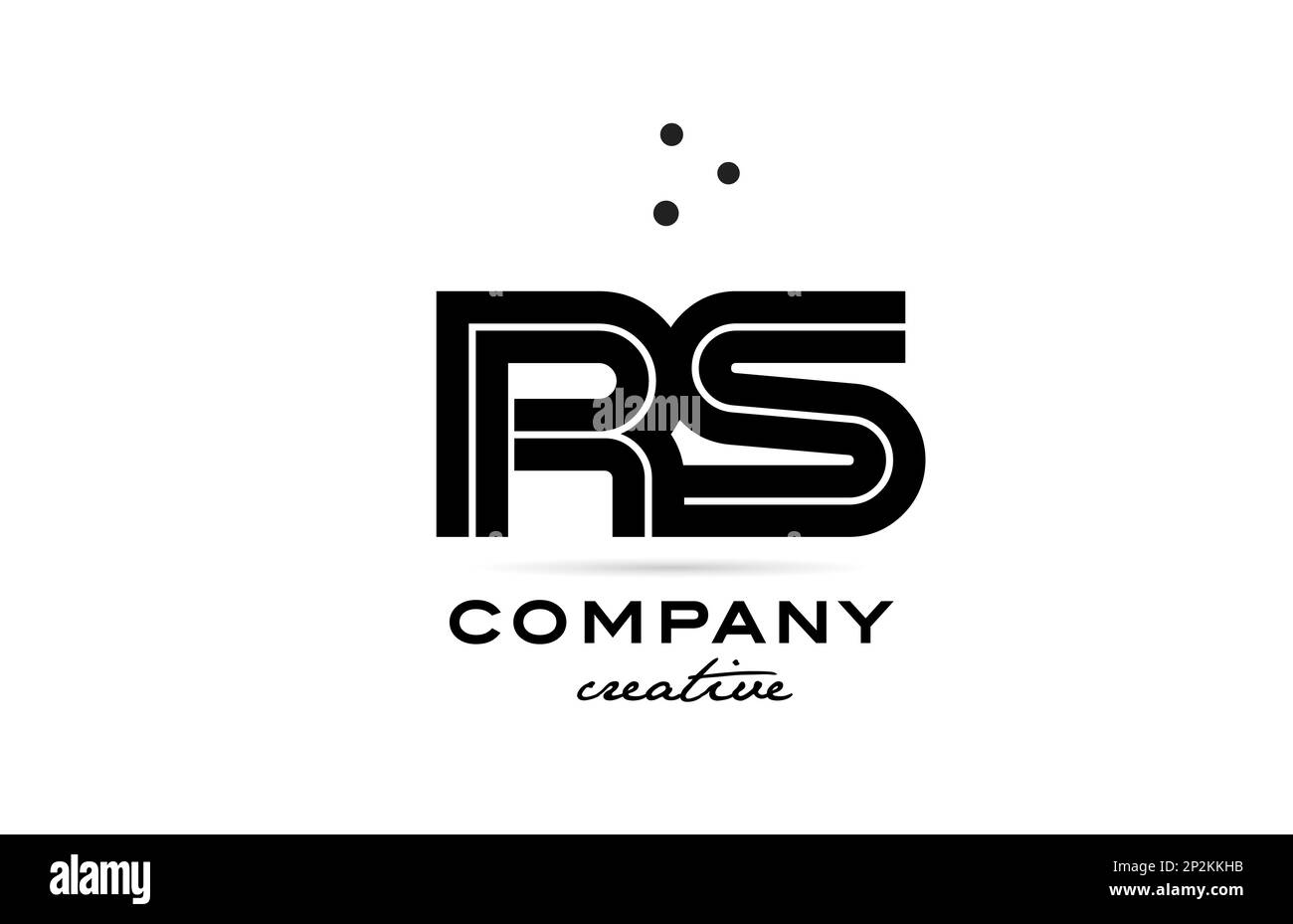 Combinaison de lettres en gras noire et blanche de RS avec points. A rejoint la conception de modèles créatifs pour les entreprises et les entreprises Illustration de Vecteur
