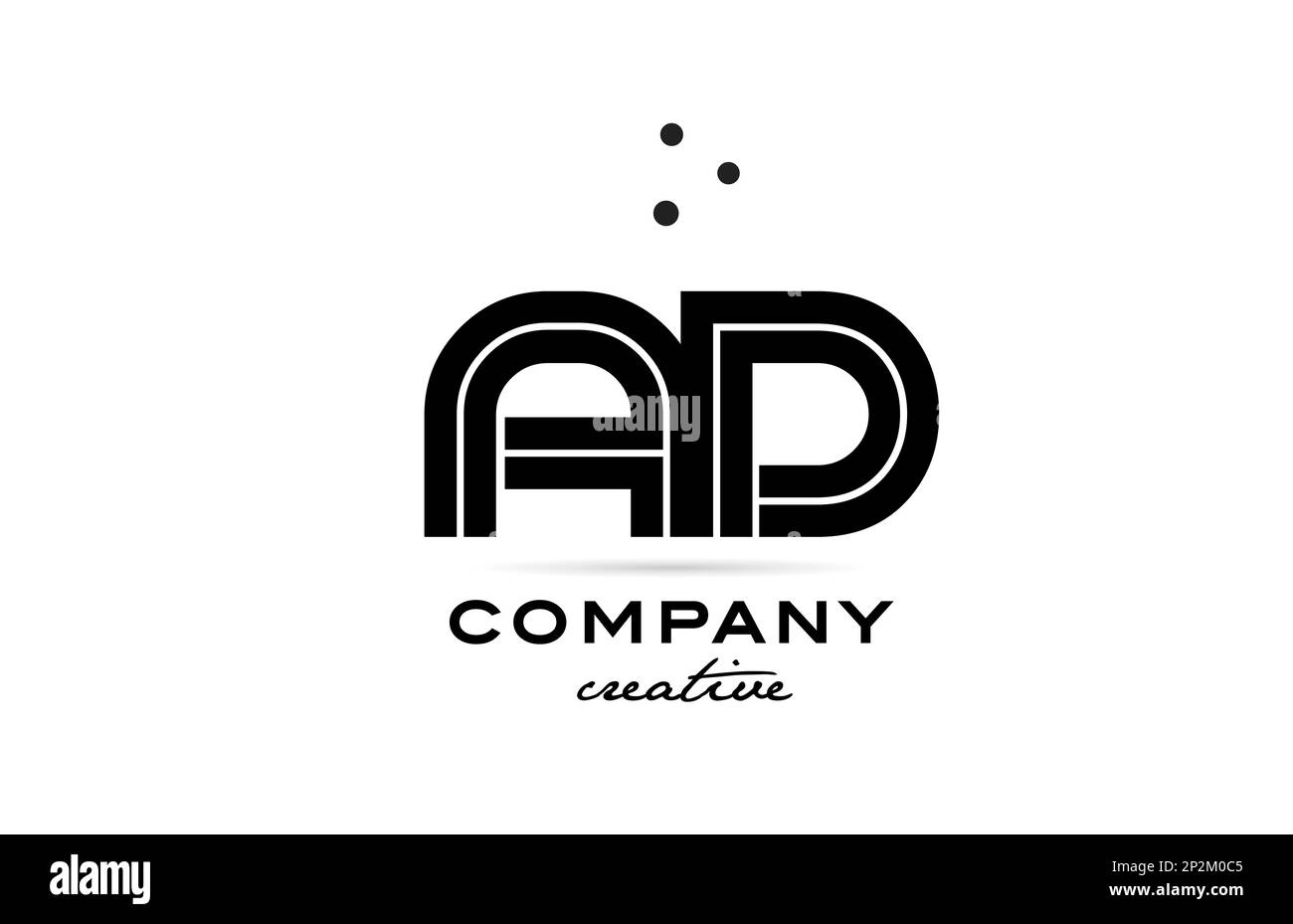 ANNONCE de la combinaison noire et blanche de lettres en gras logo avec des points. A rejoint la conception de modèles créatifs pour les entreprises et les entreprises Illustration de Vecteur