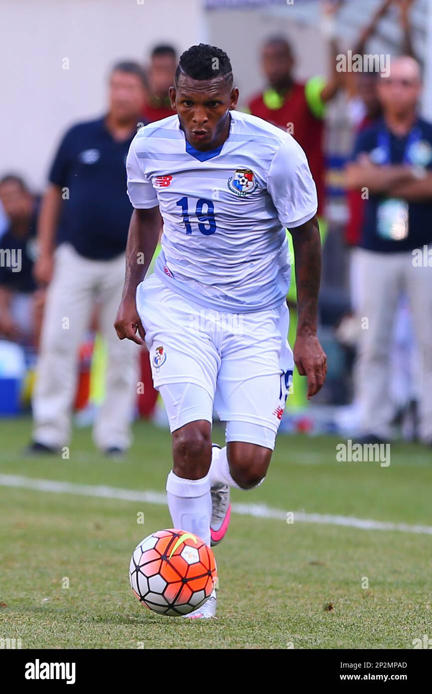 19 JUL 2015: Panama midfielder Alberto Quintero (19) during the second half of the CONCACAF Gold Cup quarterfinal game between the Trinidad and Tobago and the Panama played at MetLife Stadium in East Rutherford,NJ. (Icon Sportswire via AP Images) Banque D'Images