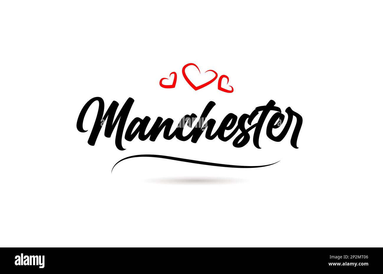 Manchester european City typographie texte mot avec style d'amour. Lettrage à la main. Texte calligraphique moderne Illustration de Vecteur