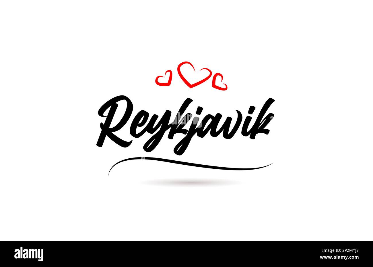 Reykjavik european City typographie texte mot avec style d'amour. Lettrage à la main. Texte calligraphique moderne Illustration de Vecteur
