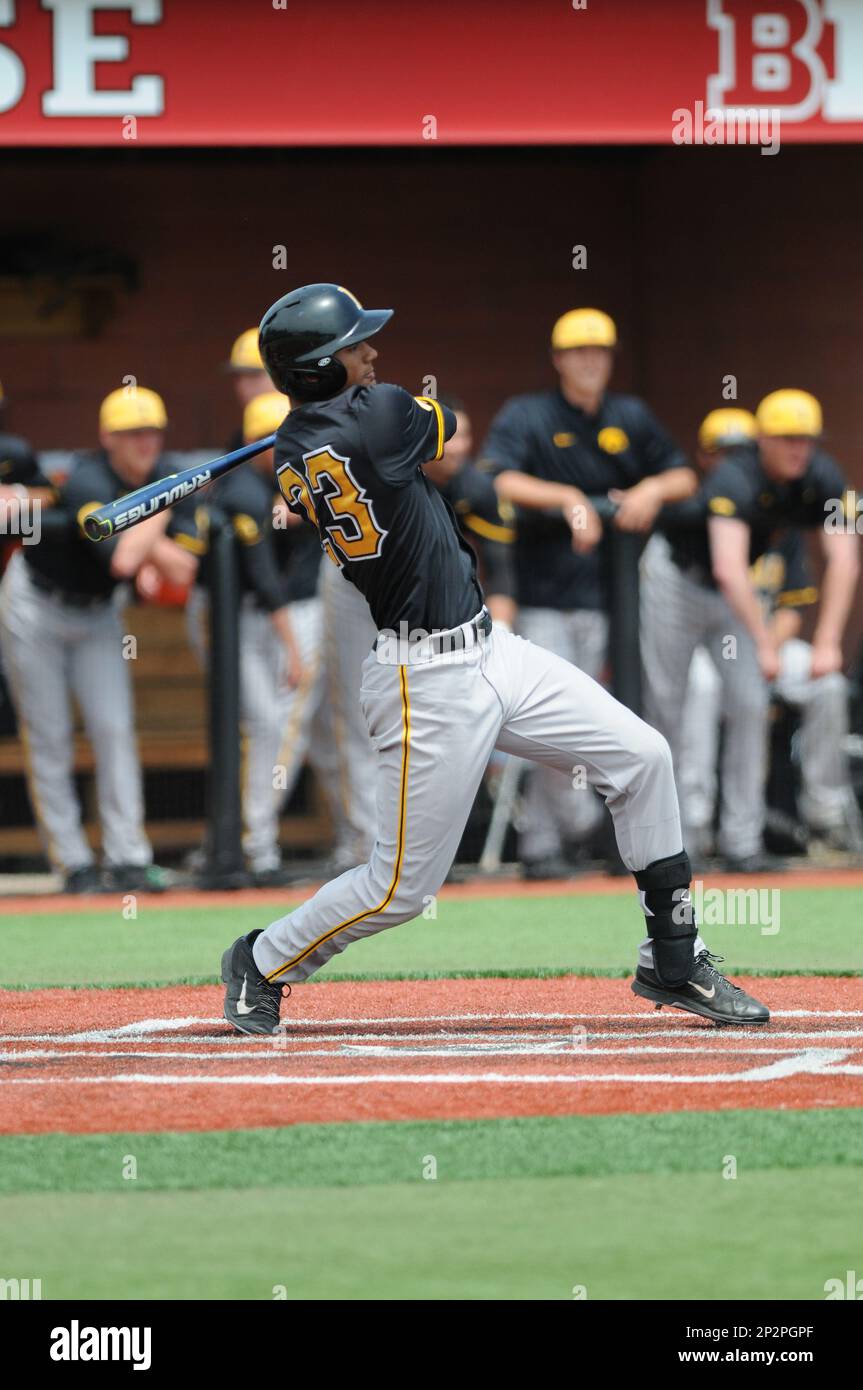 University of Iowa Hawkeyes outfielder Joel Booker (23) during game game against the Rutgers University Scarlet Knights at Bainton Field on May 15, 2015 in Piscataway, New Jersey. Iowa defeated Rutgers 10-3. (AP Photo/Tomasso DeRosa) Banque D'Images
