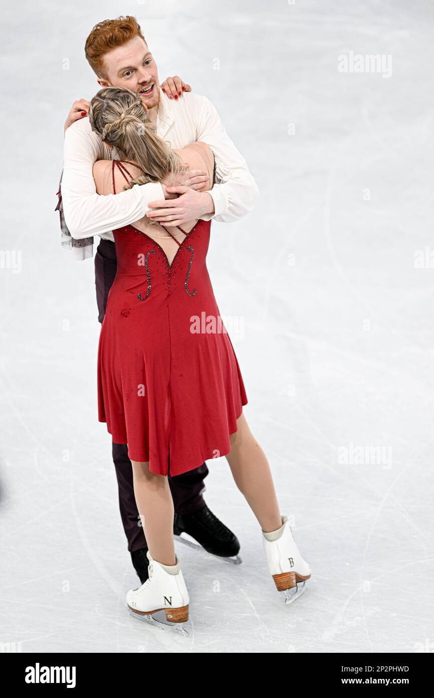 Nadiia BASHYNSKA et Peter BEAUMONT (CAN) pendant la danse libre junior sur glace, aux Championnats du monde juniors de patinage artistique 2023 de l'UIP, à l'aréna WinSport, on 4 mars 2023, à Calgary, Canada. Credit: Raniero Corbelletti/AFLO/Alay Live News Banque D'Images