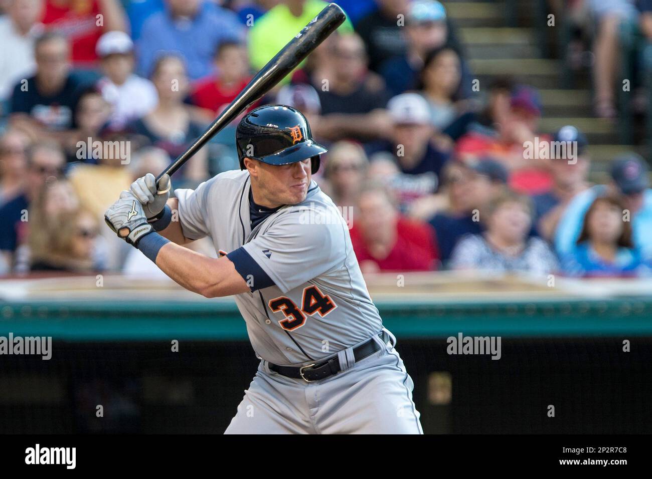 23 June 2015: Detroit Tigers Catcher James McCann (34) [9679] at bat during the game between the Detroit Tigers and Cleveland Indians at Progressive Field in Cleveland, OH. Detroit defeated Cleveland 7-3. (Icon Sportswire via AP Images) Banque D'Images