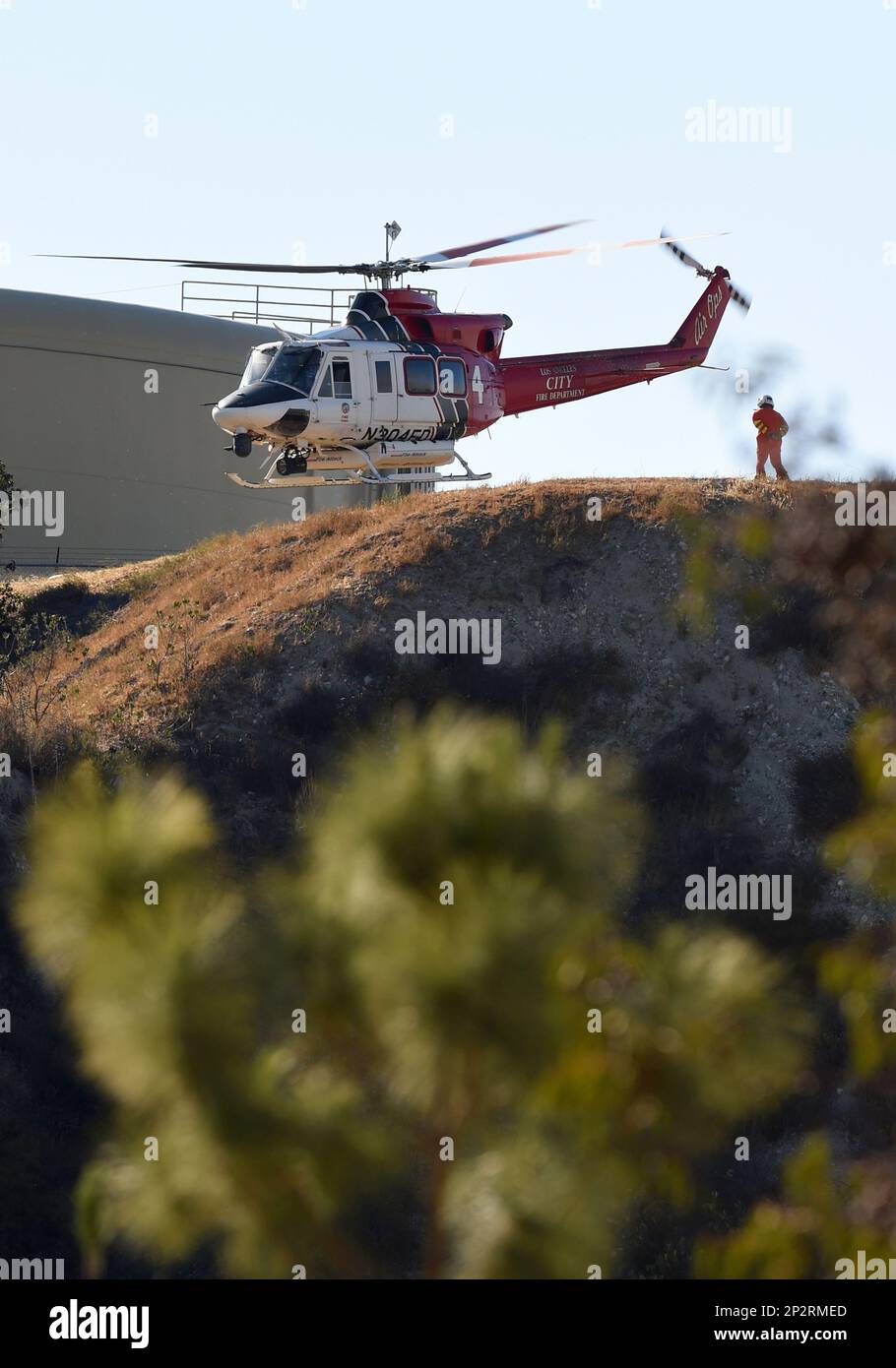 24 June 2015 A water dropping helicopter from the Los Angeles City