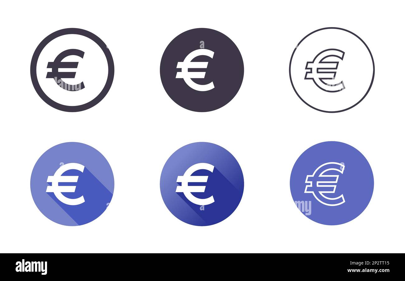 Ensemble d'icônes de symbole de devise européenne Illustration de Vecteur