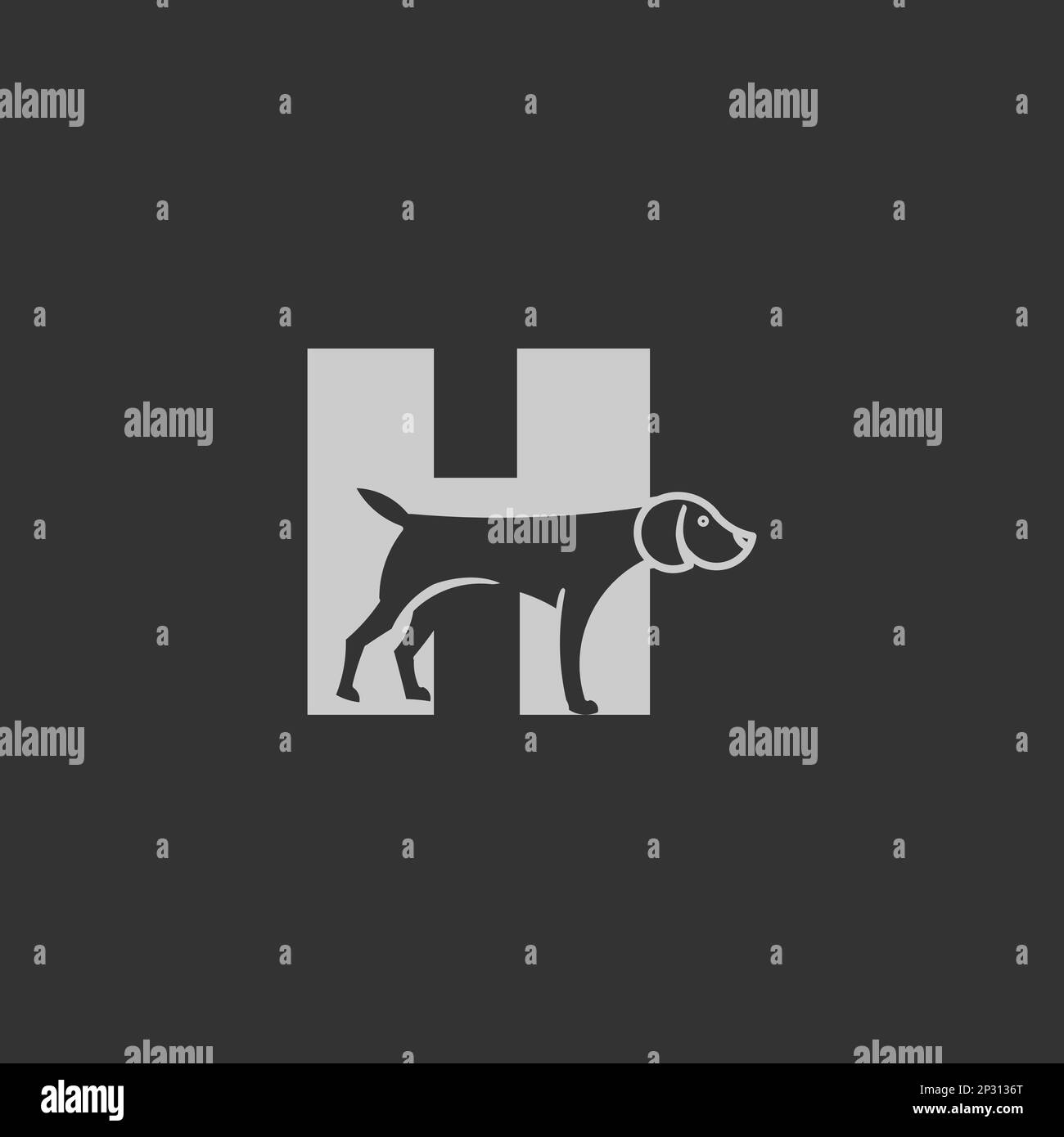 logo minimaliste simple pour les soins des chiens. Tête de chien avec ce dernier vecteur H. EPS 10 Illustration de Vecteur