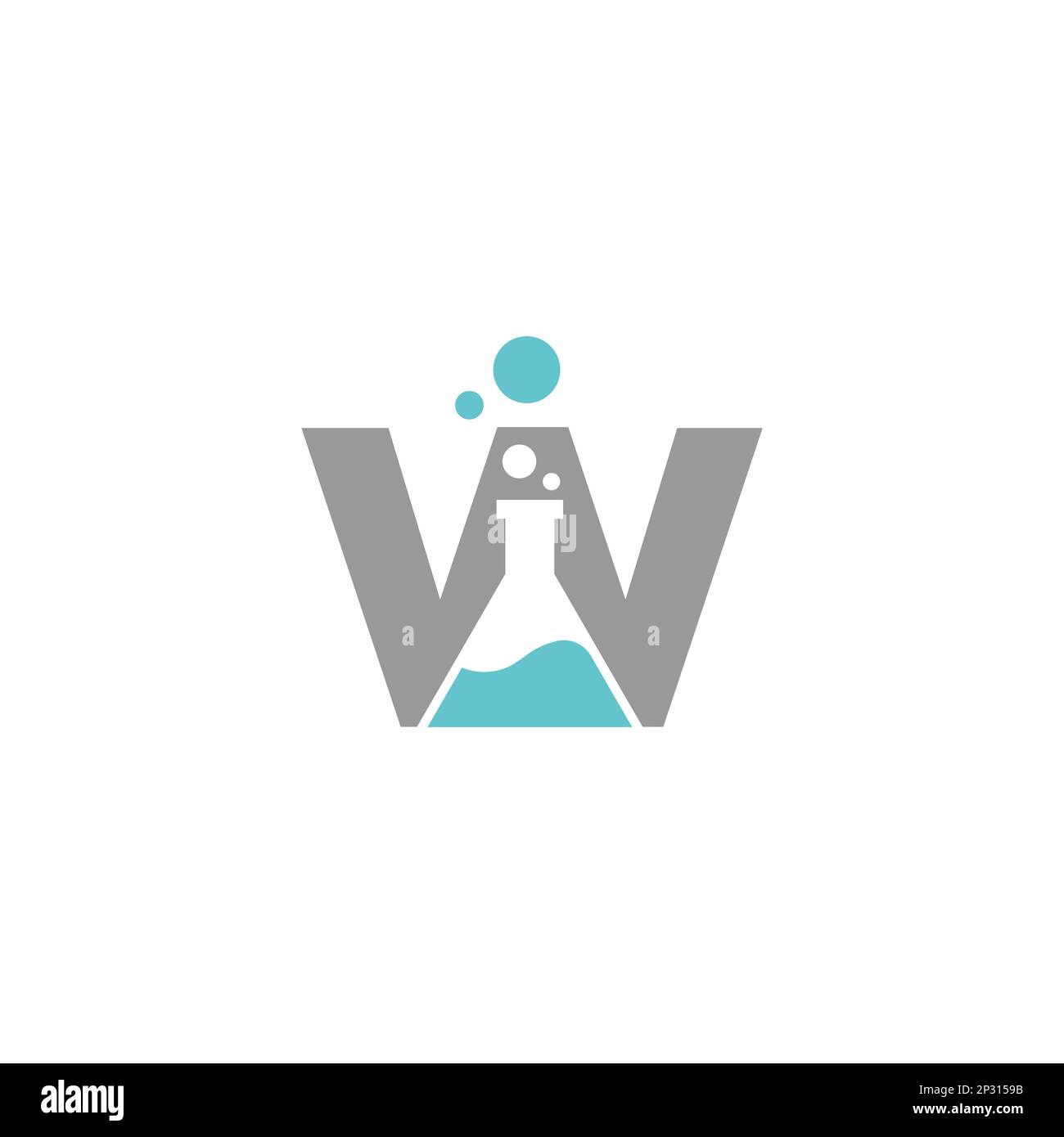 Logo lettre W dans le bécher de laboratoire. Éléments vectoriels pour la science, la biologie, la physique ou la conception chimique.EPS 10 Illustration de Vecteur