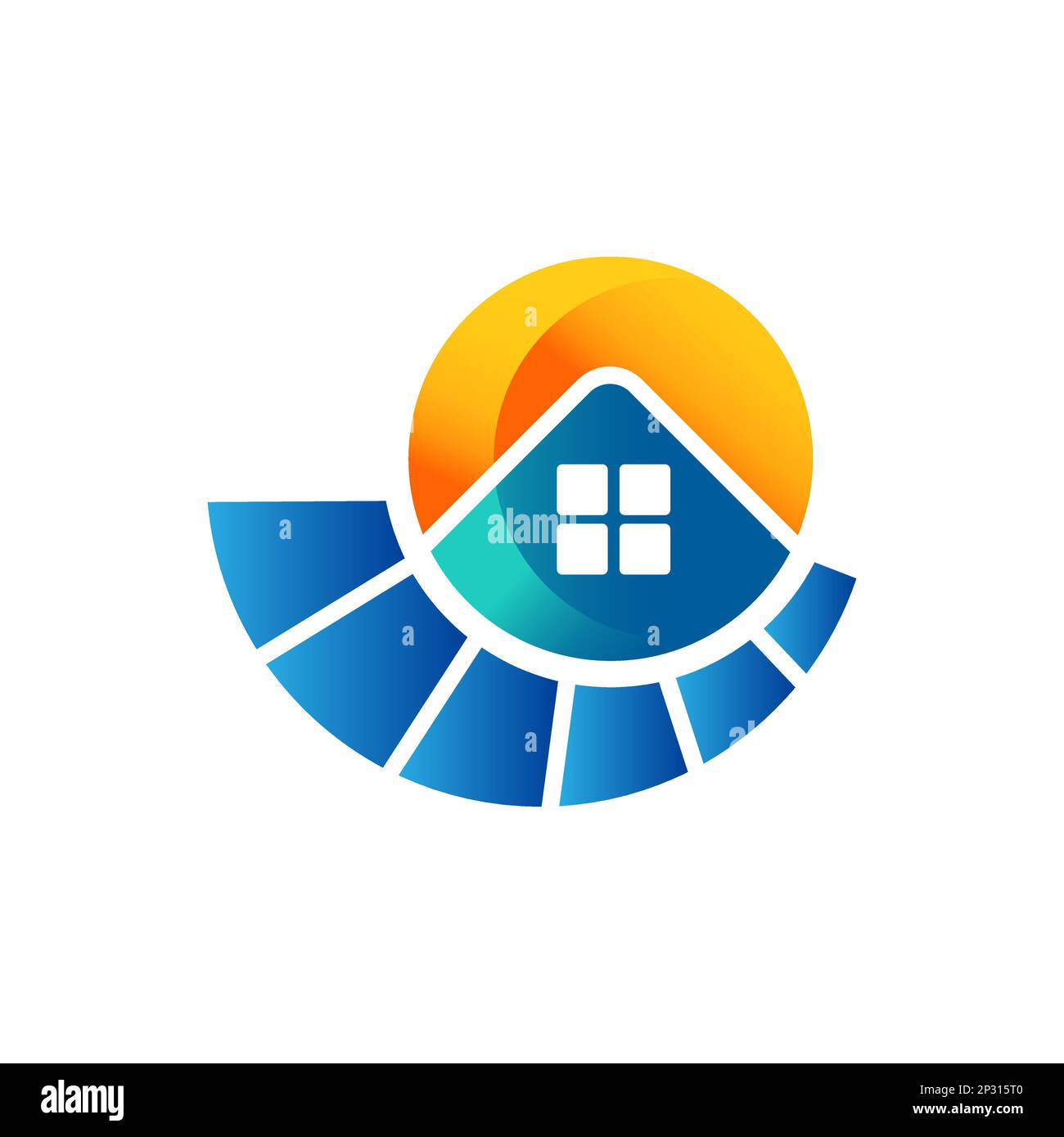 Modèle d'icône de logo Solar Power Home. Panneau solaire sur le toit avec maison et panneau solaire.EPS 10 Illustration de Vecteur