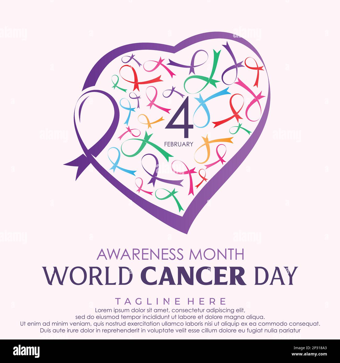 Modèle de conception d'élément de la Journée mondiale du cancer avec ruban d'amour. Illustration vectorielle Illustration de Vecteur