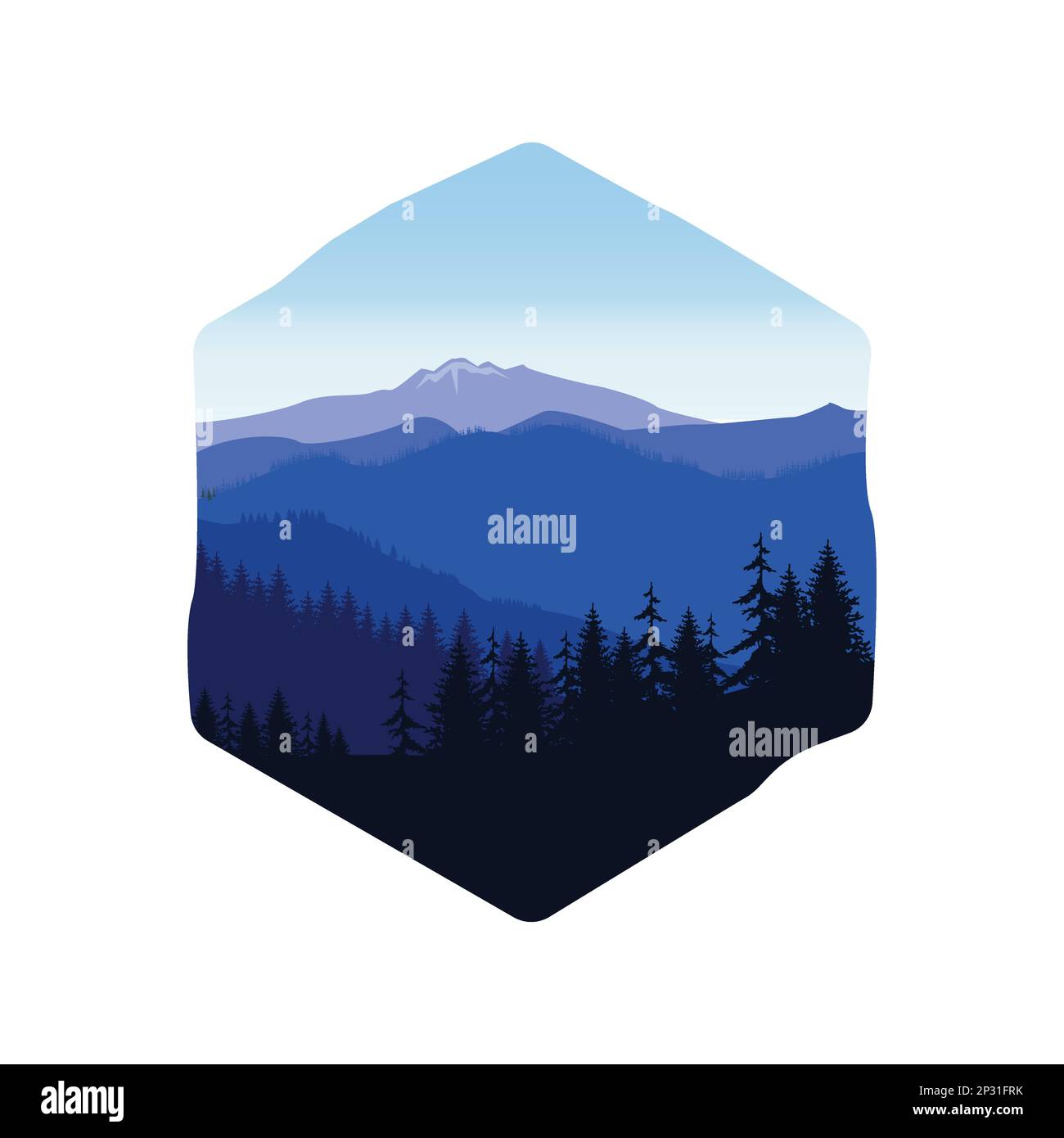 Beaux paysages de conception plate avec des montagnes, des collines et de la forêt. Thème naturel Illustration de Vecteur