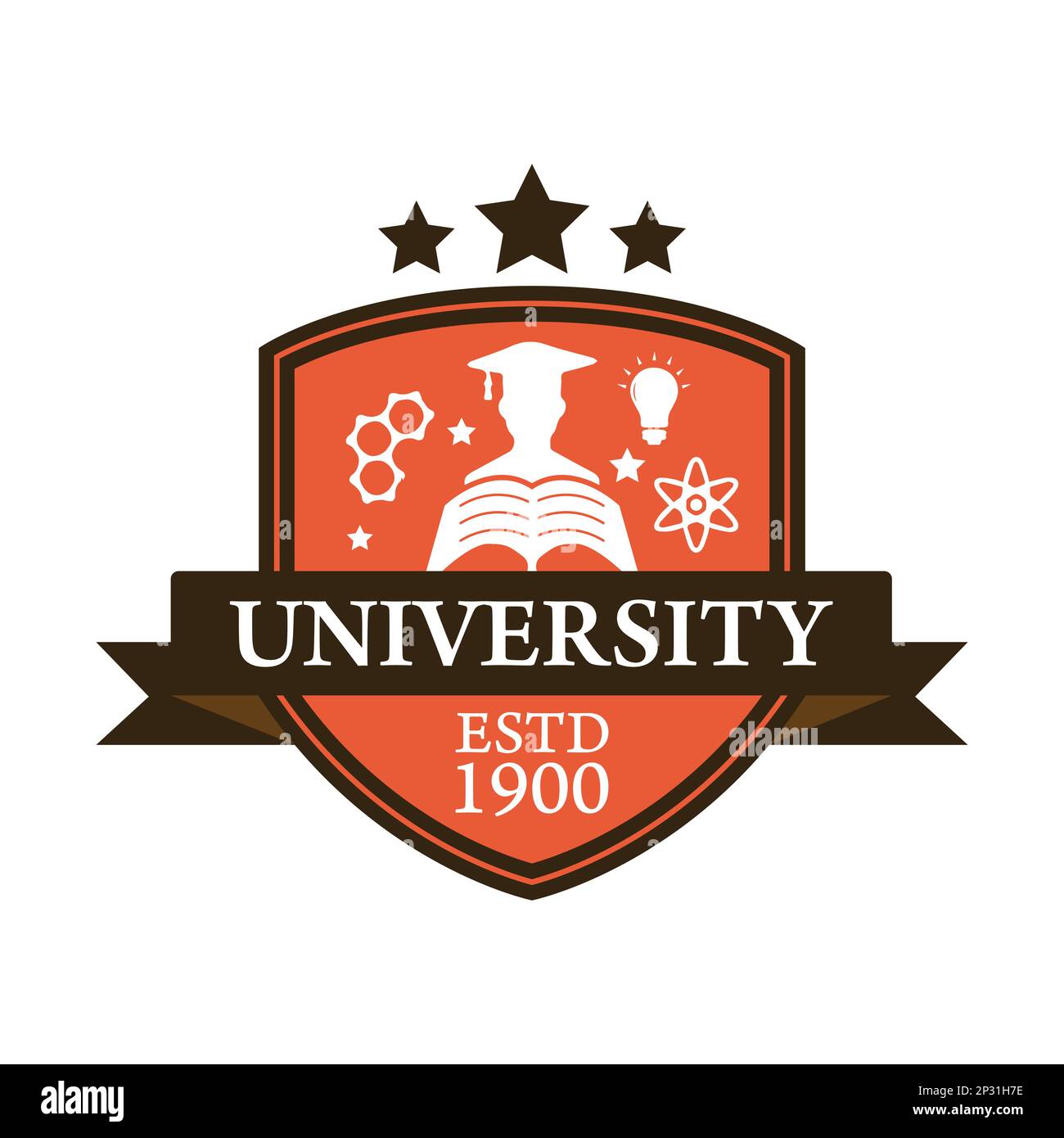 Image vectorielle de conception de logo de badge d'école d'université. Logo du badge Education. Emblème du lycée de l'université Illustration de Vecteur