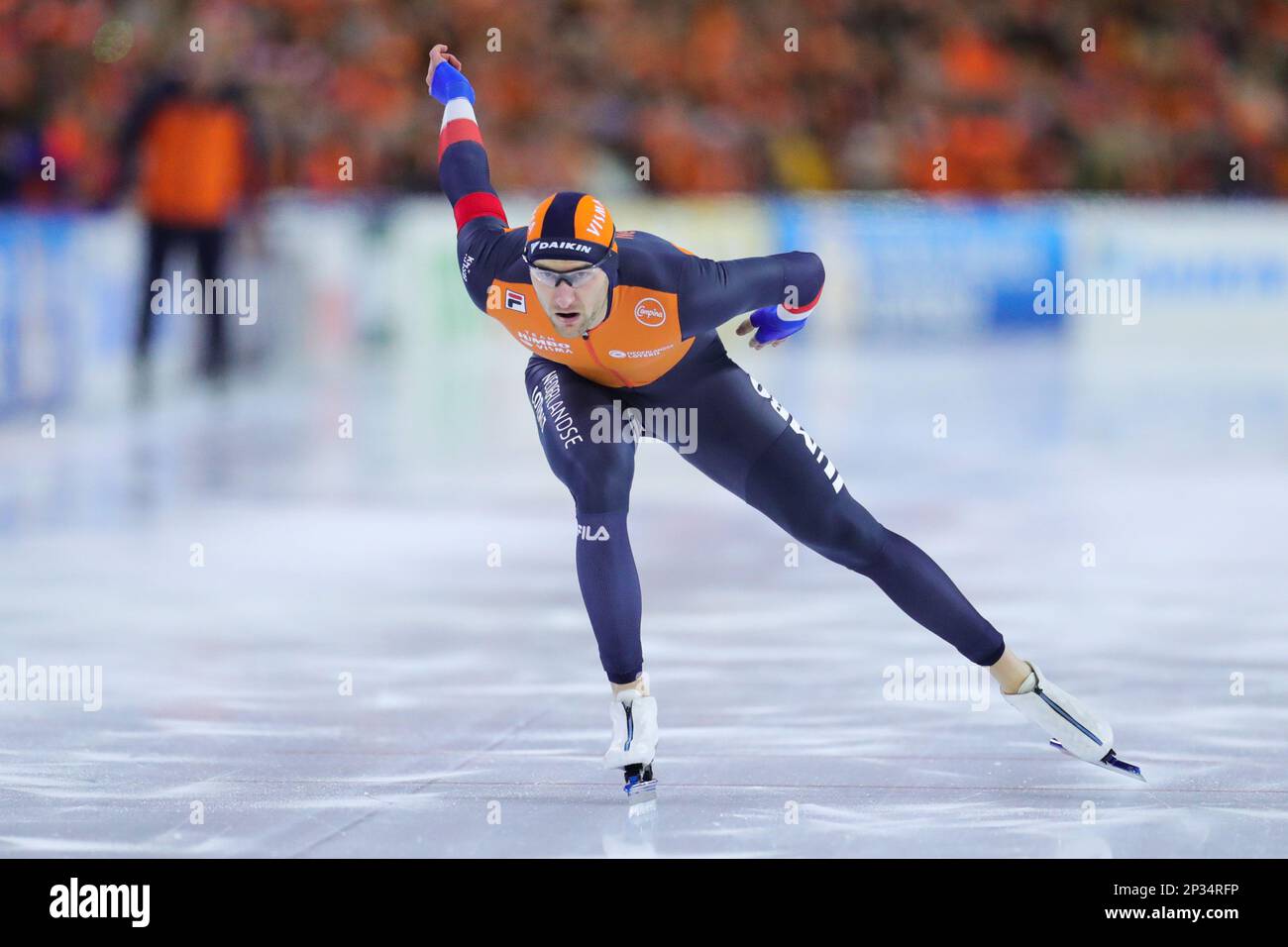 Heerenveen, pays-Bas. 4th mars 2023. Thomas Krol des pays-Bas participe à la finale hommes 1000m aux Championnats du monde de patinage de vitesse de l'UIP à Heerenveen, pays-Bas, 4 mars 2023. Credit: Zheng Huansong/Xinhua/Alay Live News Banque D'Images