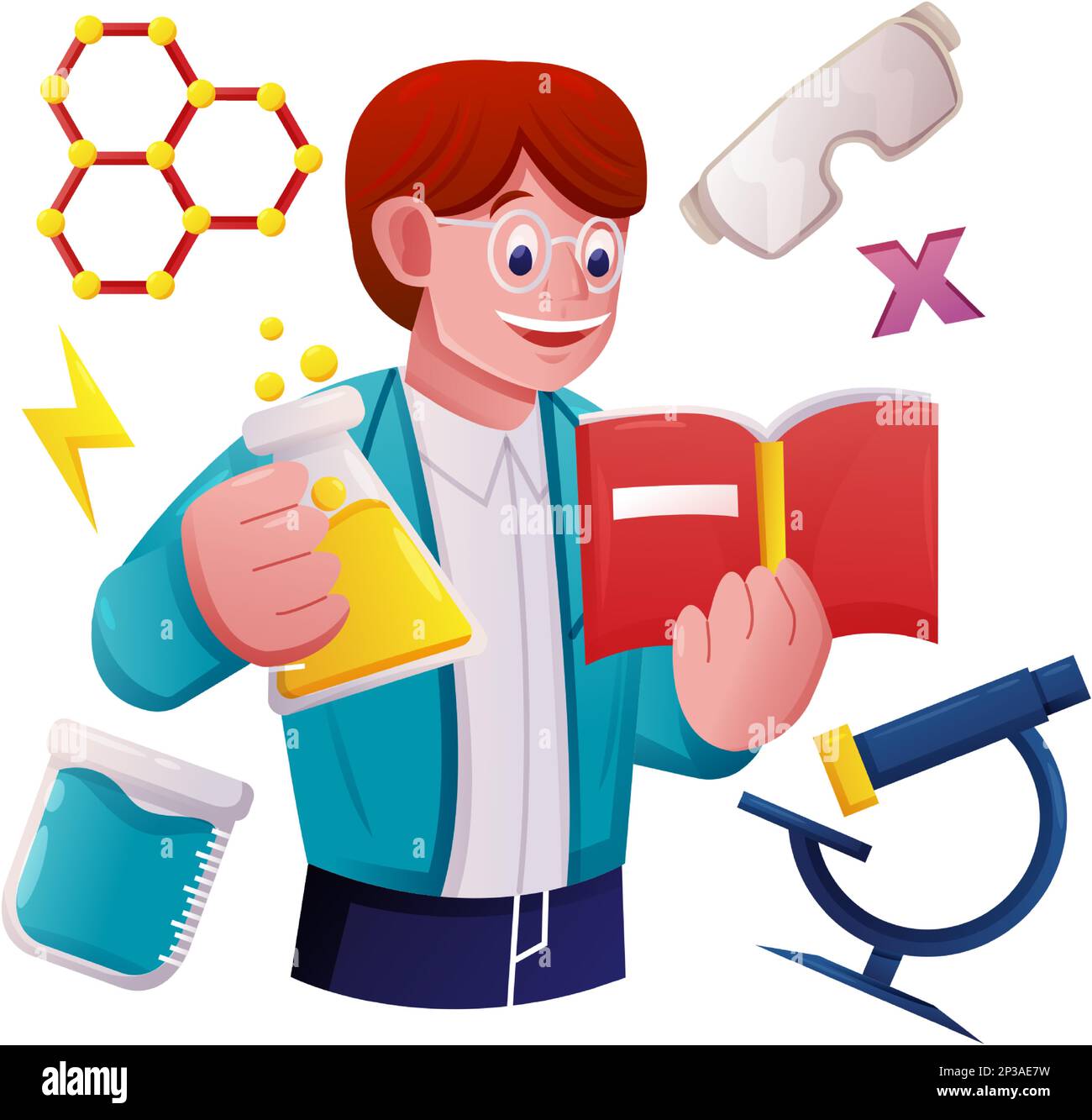Fournitures scolaires et pour enseignants en chimie, parfaites pour les ressources de conception Illustration de Vecteur