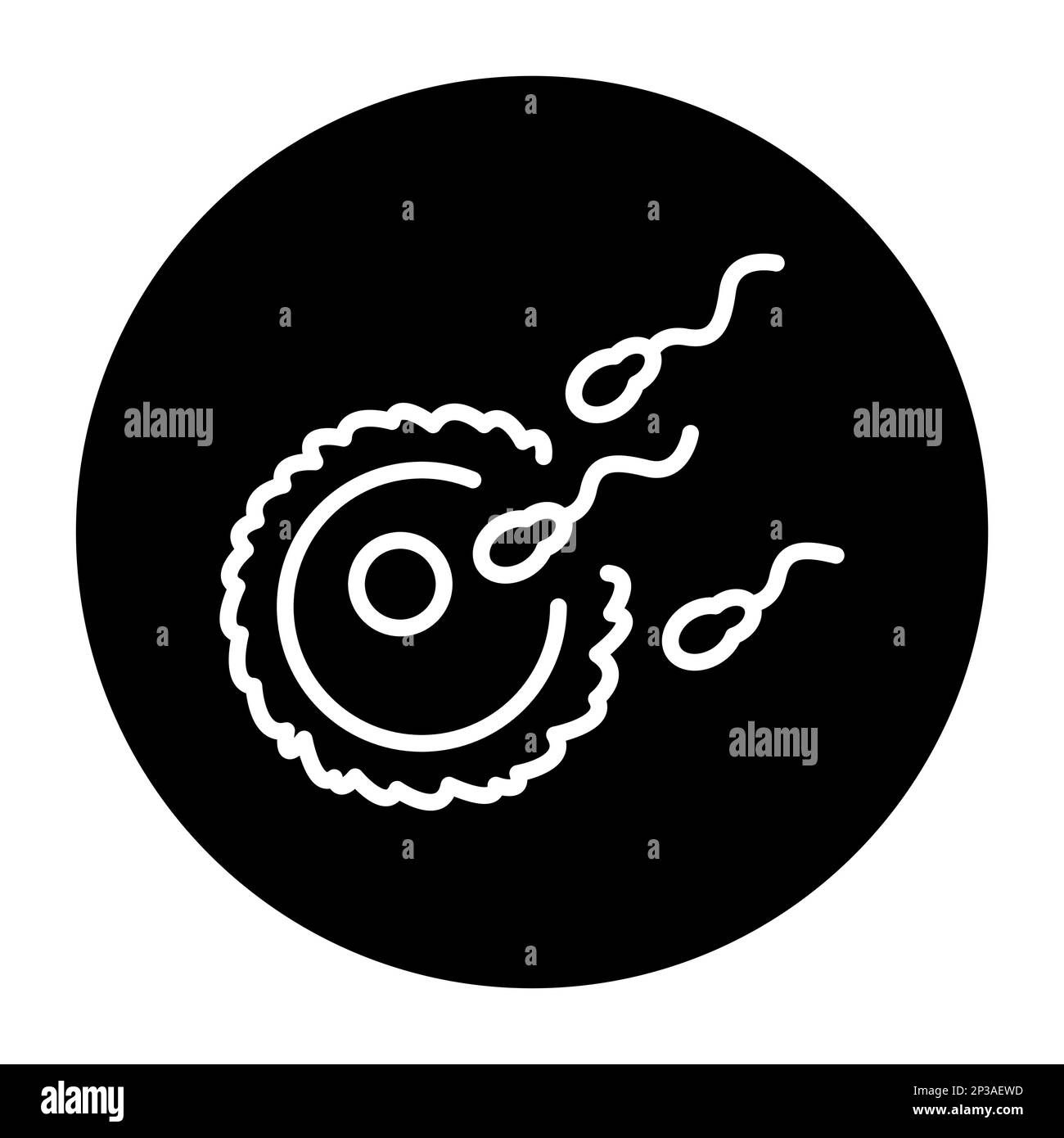 Icône de la ligne noire de fertilisation de l'ovule. Fécondation. Illustration de Vecteur