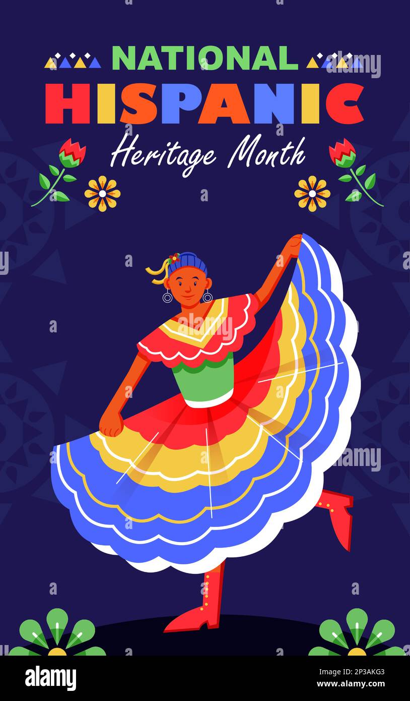 Mois national du patrimoine hispanique, danse des femmes latines. Adapté aux événements Illustration de Vecteur