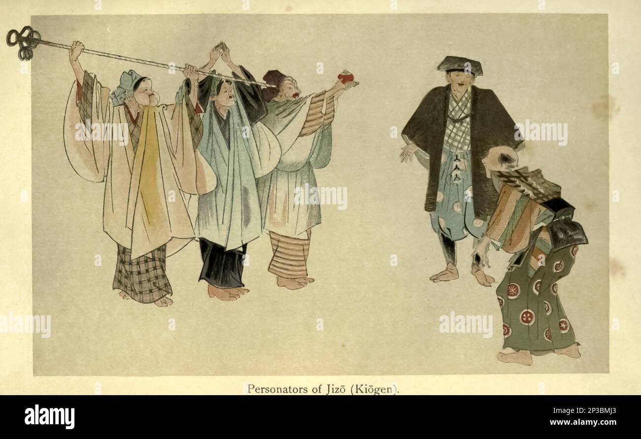 Personators of Jizo (Kiogen) du livre « Japanese Playlows and Playfellows » d'Edwards, Osman, 1864-1936 publié à Londres par W. Heinemann en 1901 Banque D'Images