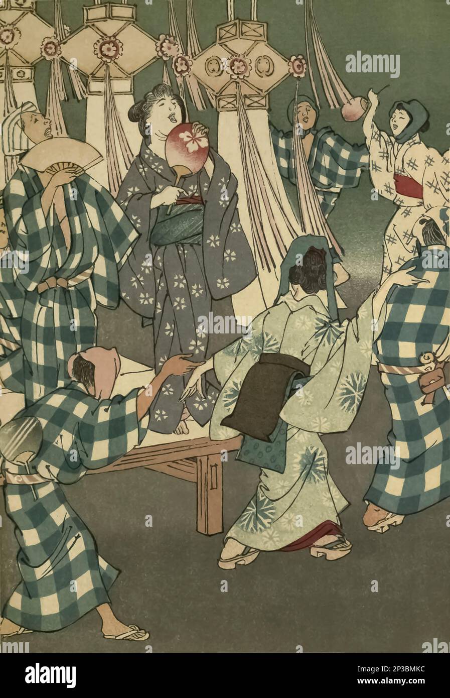 Dancers at the Feast of lanternes du livre ' Japanese Playlows and Playfellows ' d'Edwards, Osman, 1864-1936 publié à Londres par W. Heinemann en 1901 Banque D'Images