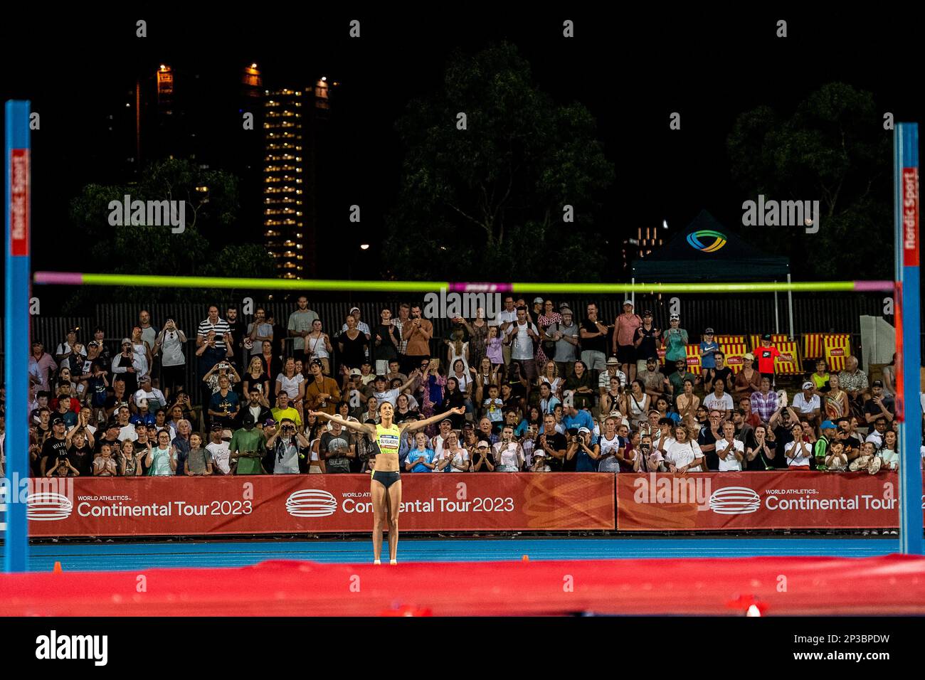 Nicola Olyslagers (AUS) en compétition dans le Womens High Jump à l'usine de Maurie rencontre tenue au Lakeside Stadium, Melbourne le 23/02/23. Banque D'Images