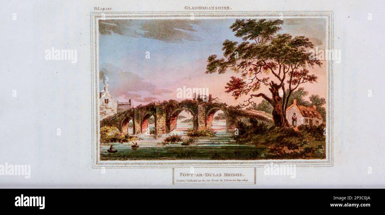 Pont Potit-ar-Dulas du livre ' excursions descriptives à travers le sud du pays de Galles et le Monbucshire. En l'an 1804, et les quatre étés précédents ' Volume 2 par Edward Donovan, 1768-1837. Date de publication 1805 imprimé pour l'auteur par Rivington, etc., Londres Banque D'Images