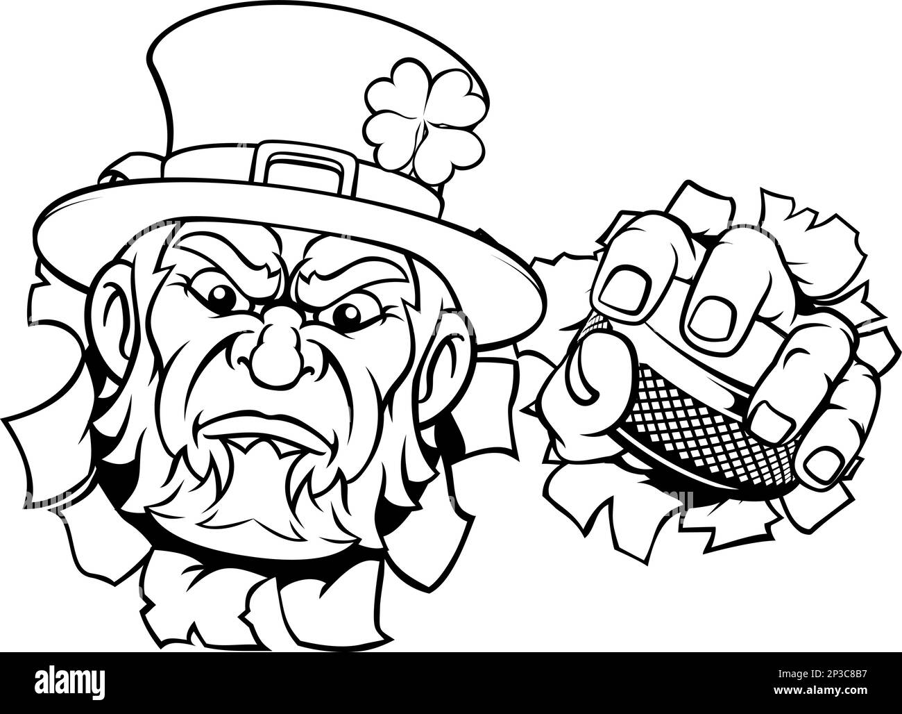 Hockey sur glace Lepremun, mascotte de sport, dessin animé Illustration de Vecteur