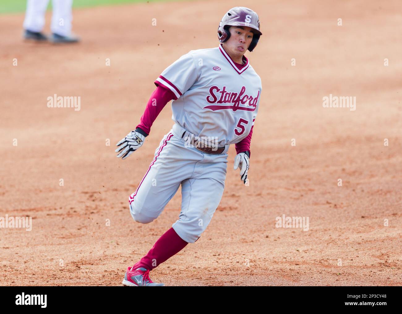 February 28, 2015: Stanford Cardinal infielder Beau Branton (5) during the NCAA baseball game between the Stanford Cardinal and Rice Owls at Reckling Park in Houston, TX. (Icon Sportswire via AP Images) Banque D'Images