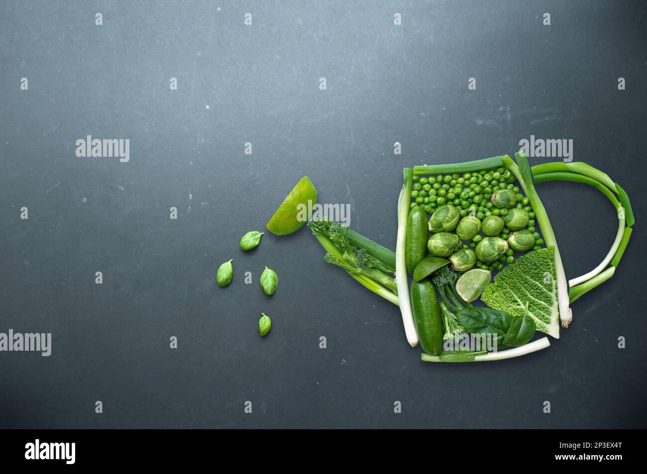 Croissance biologique légumes de jardinage eau peut concept Banque D'Images