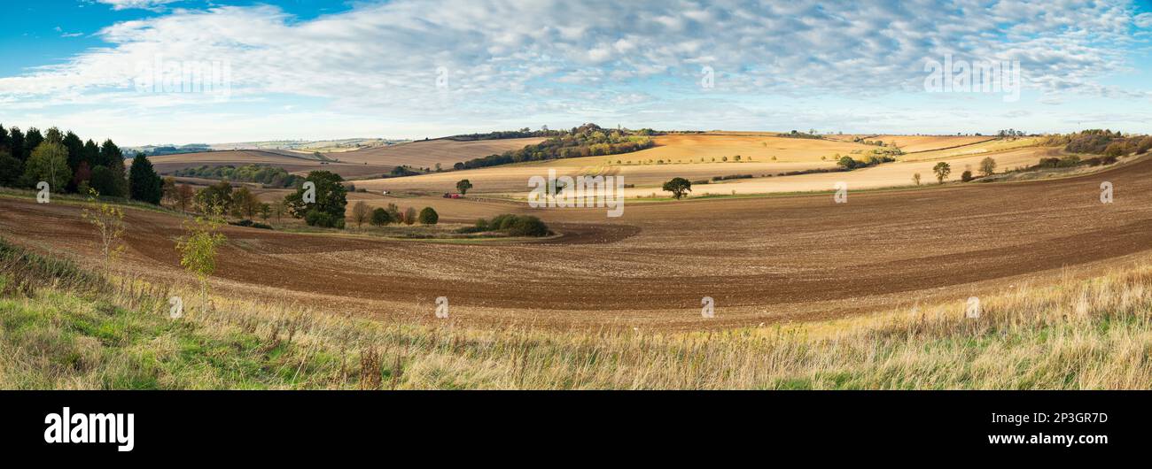 Vue panoramique sur les terres agricoles d'automne prises dans le plus petit comté d'Englands, Rutland, au Royaume-Uni Banque D'Images