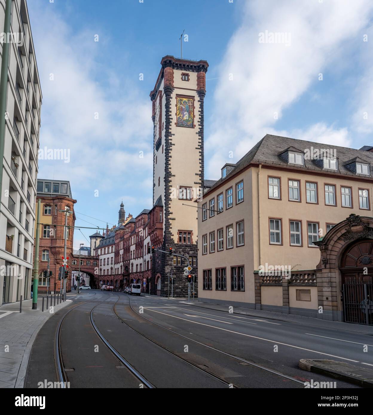 Nouvel hôtel de ville et tour Langer Franz - Francfort, Allemagne Banque D'Images