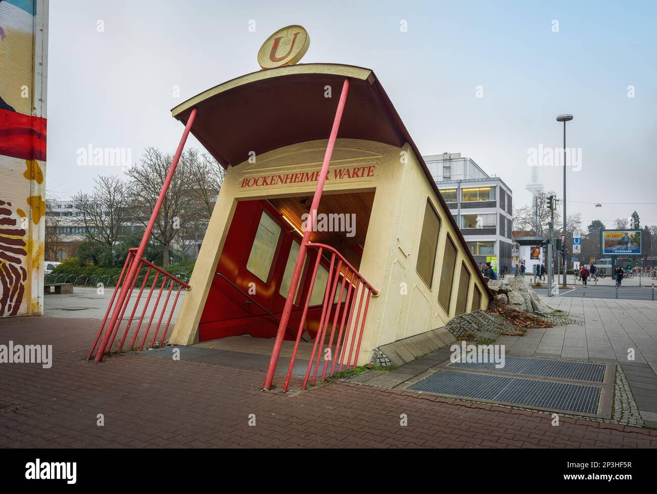 Entrée de la station de métro Bockenheimer Warte - Francfort, Allemagne Banque D'Images