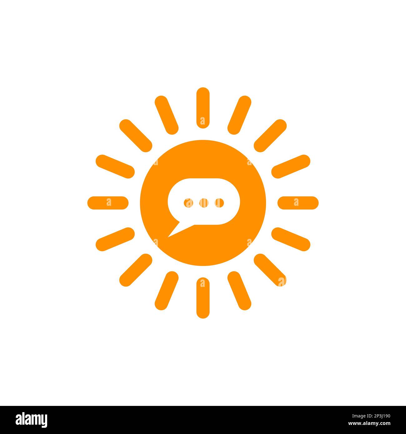 Bulle de commentaire, message au soleil, icône de vecteur. Logo, logotype des prévisions météorologiques Illustration de Vecteur