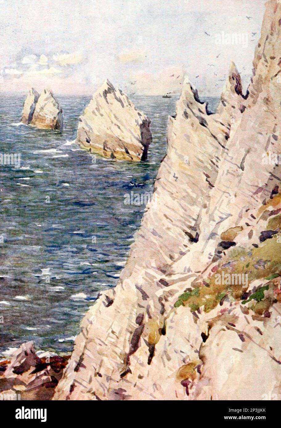 The Needles - Isle of Wight, Royaume-Uni, vers 1911 Banque D'Images