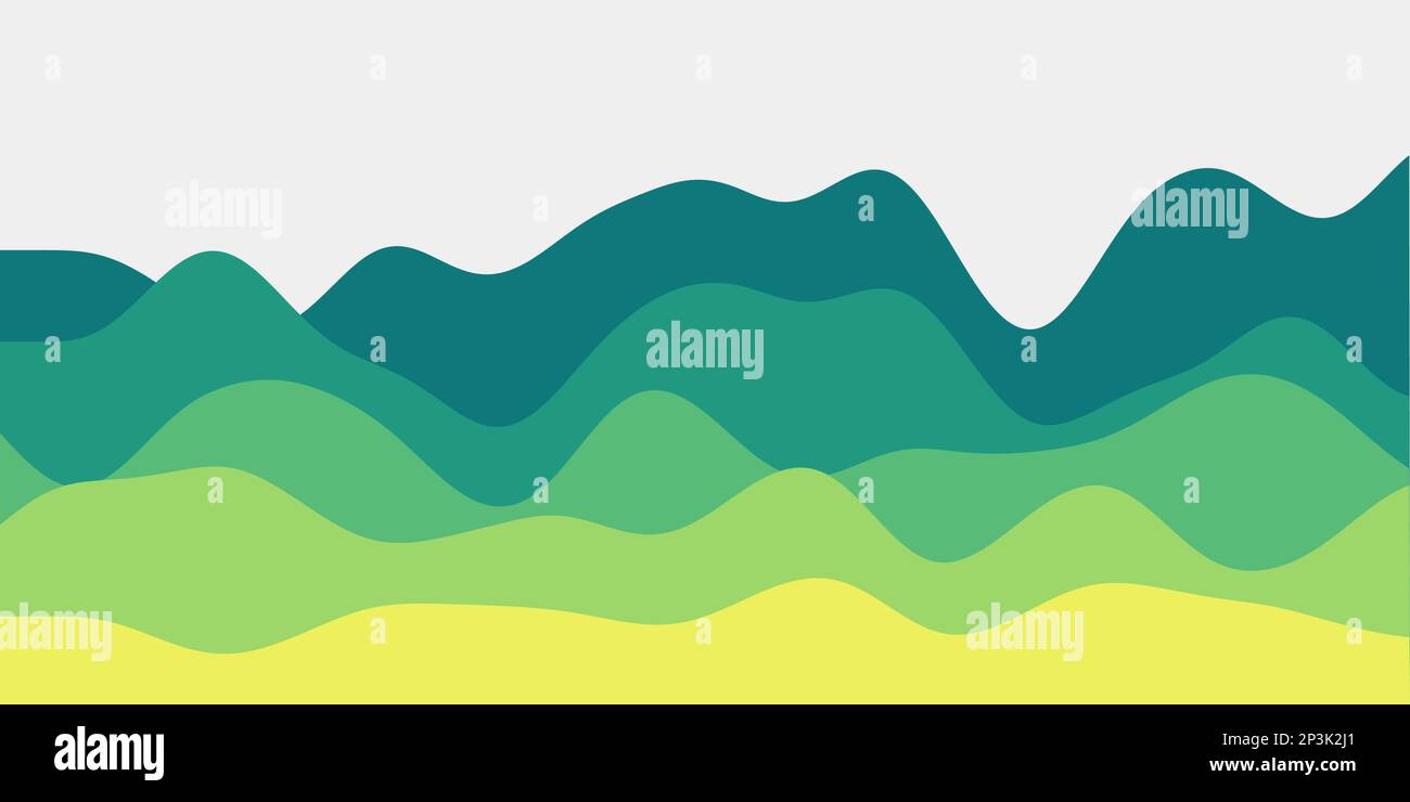 Résumé bleu vert jaune collines fond. Des vagues colorées une incroyable illustration vectorielle. Illustration de Vecteur