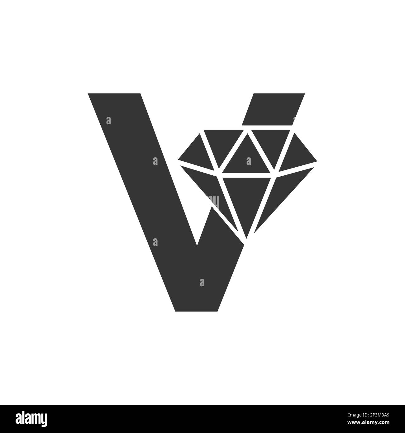 Logo lettre V Diamond. Logo bijoux avec modèle vectoriel d'icône en losange Illustration de Vecteur