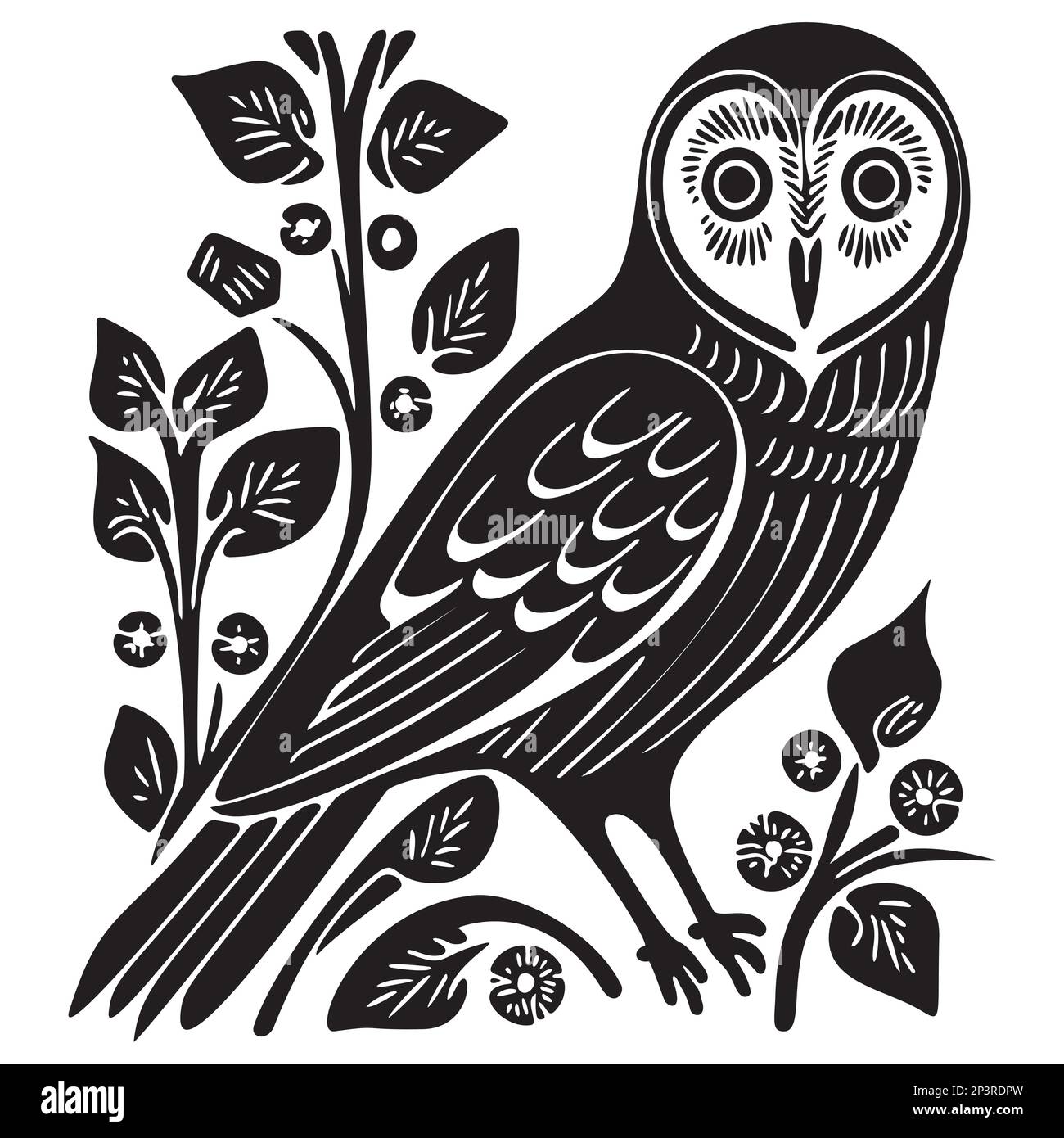 Illustration du joli petit hibou. Motif basse ornithologie sauvage. Illustration de Vecteur