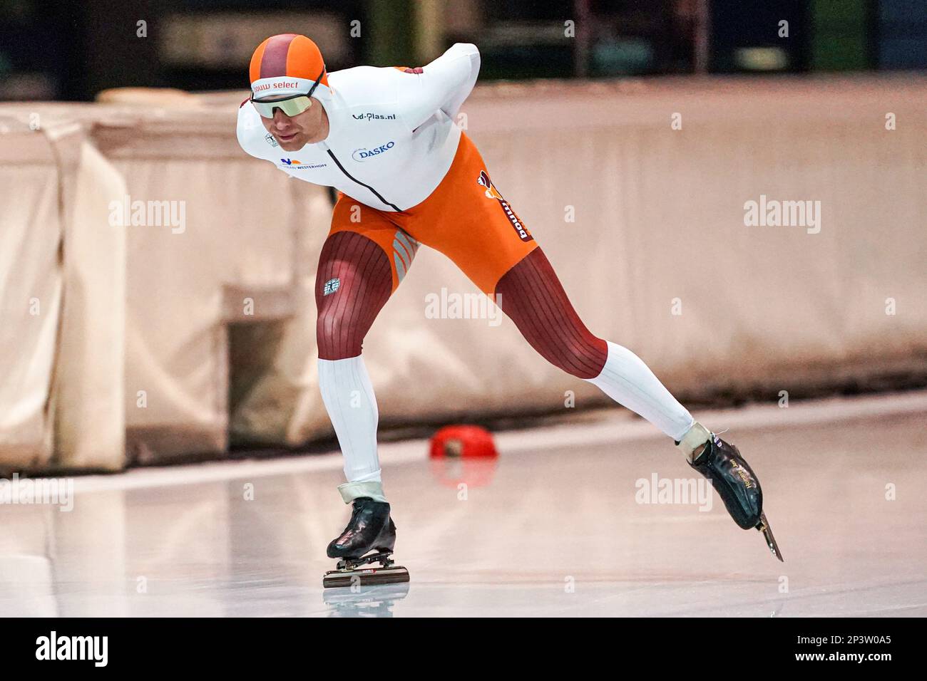 ENSCHEDE, PAYS-BAS - MARS 5 : l'homme Jan de Groot participe aux 3000m hommes lors de la finale de la coupe de Hollande 2022-2023 sur 5 mars 2023 à Enschede, pays-Bas (photo d'Andre Weening/Orange Pictures) Banque D'Images