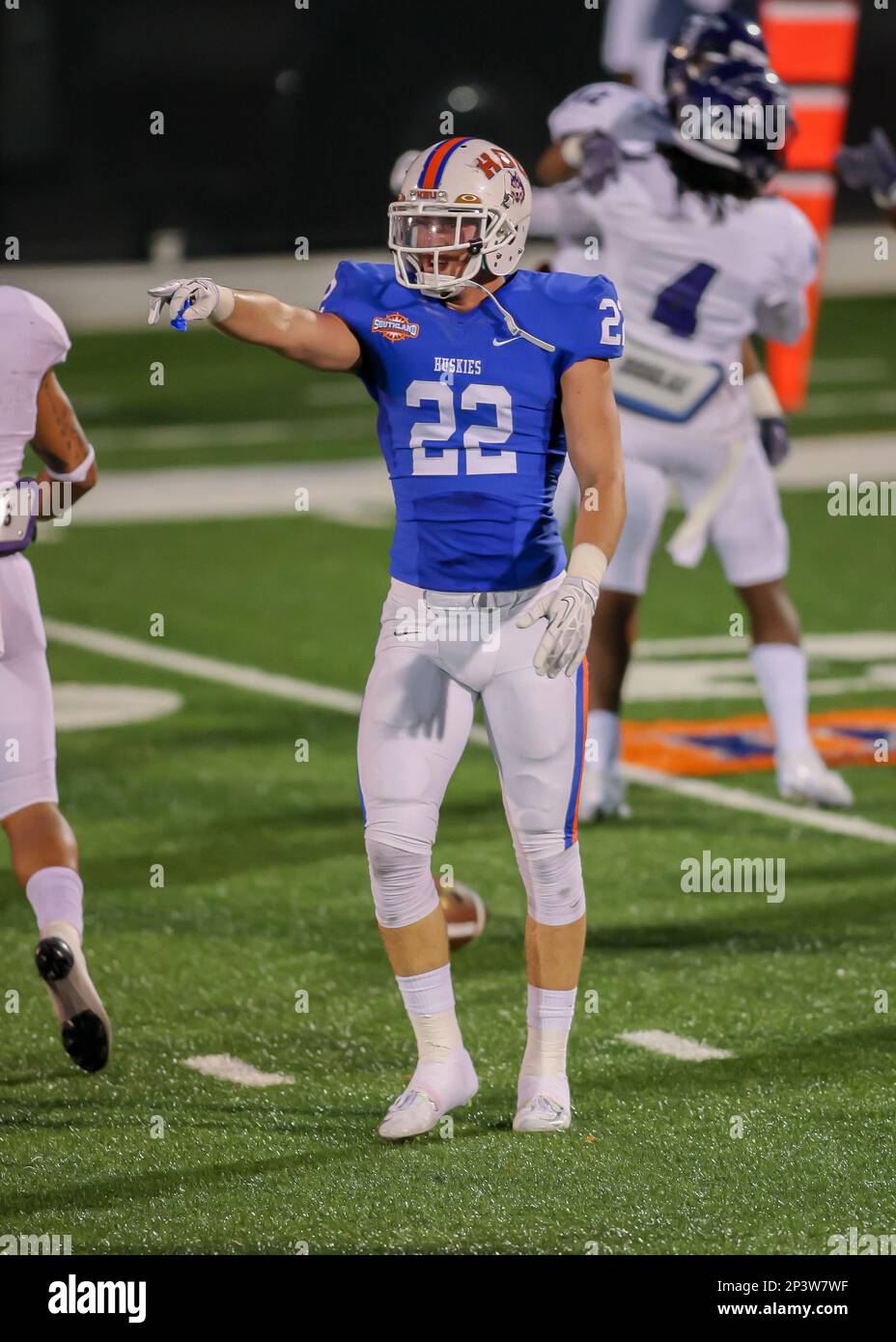 September 27, 2014: Houston Baptist Huskies safety Cody Moncure (22) during the NCAA football game between the Abilene Christian Wildcats and the Houston Baptist Huskies at Husky Stadium in Houston, TX. (Icon Sportswire via AP Images) Banque D'Images
