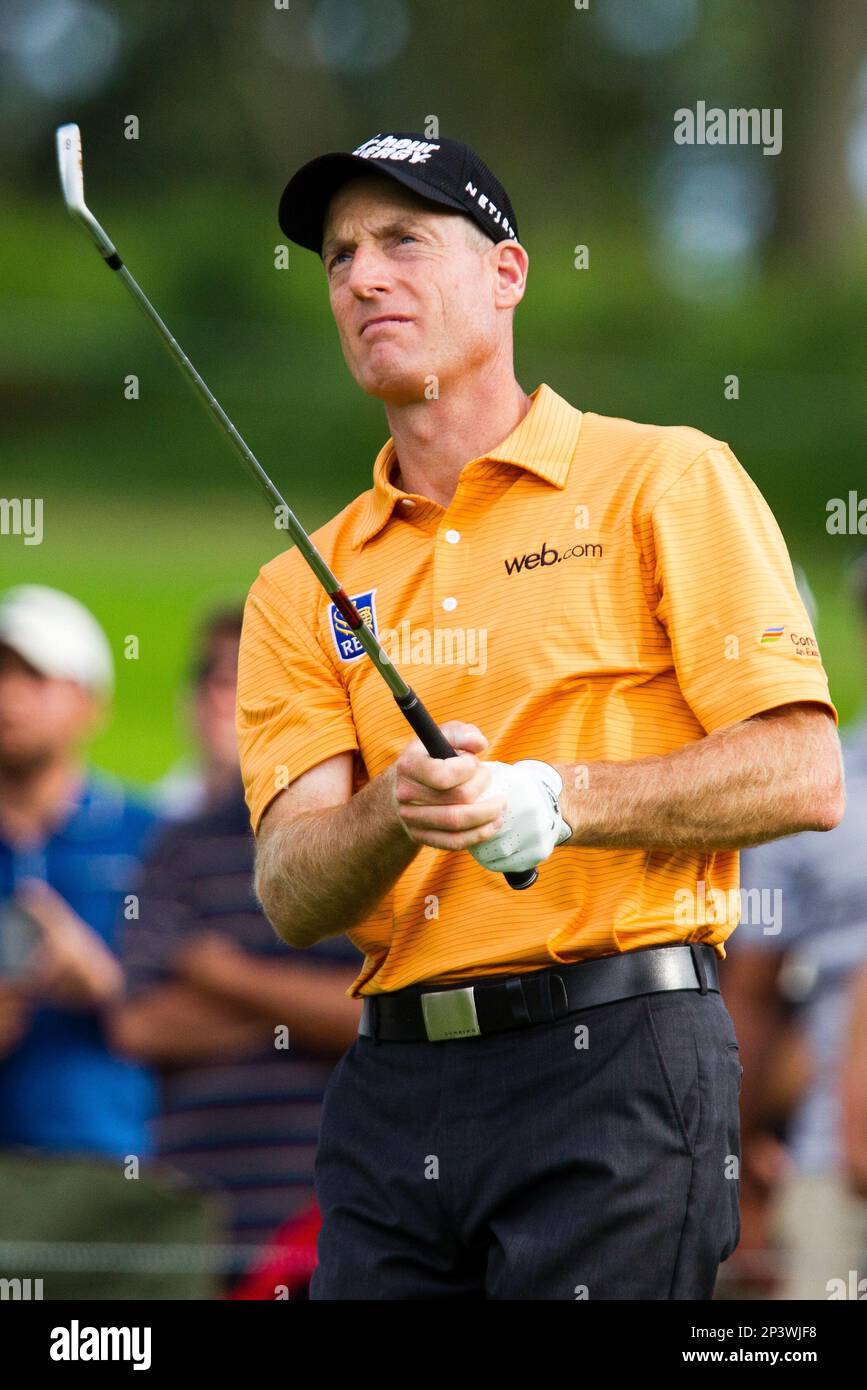 August 23, 2014: Jim Furyk teeing off on 15 during the third round of The Barclays at Ridgewood Country Club in Paramus, NJ. (Icon Sportswire via AP Images) Banque D'Images