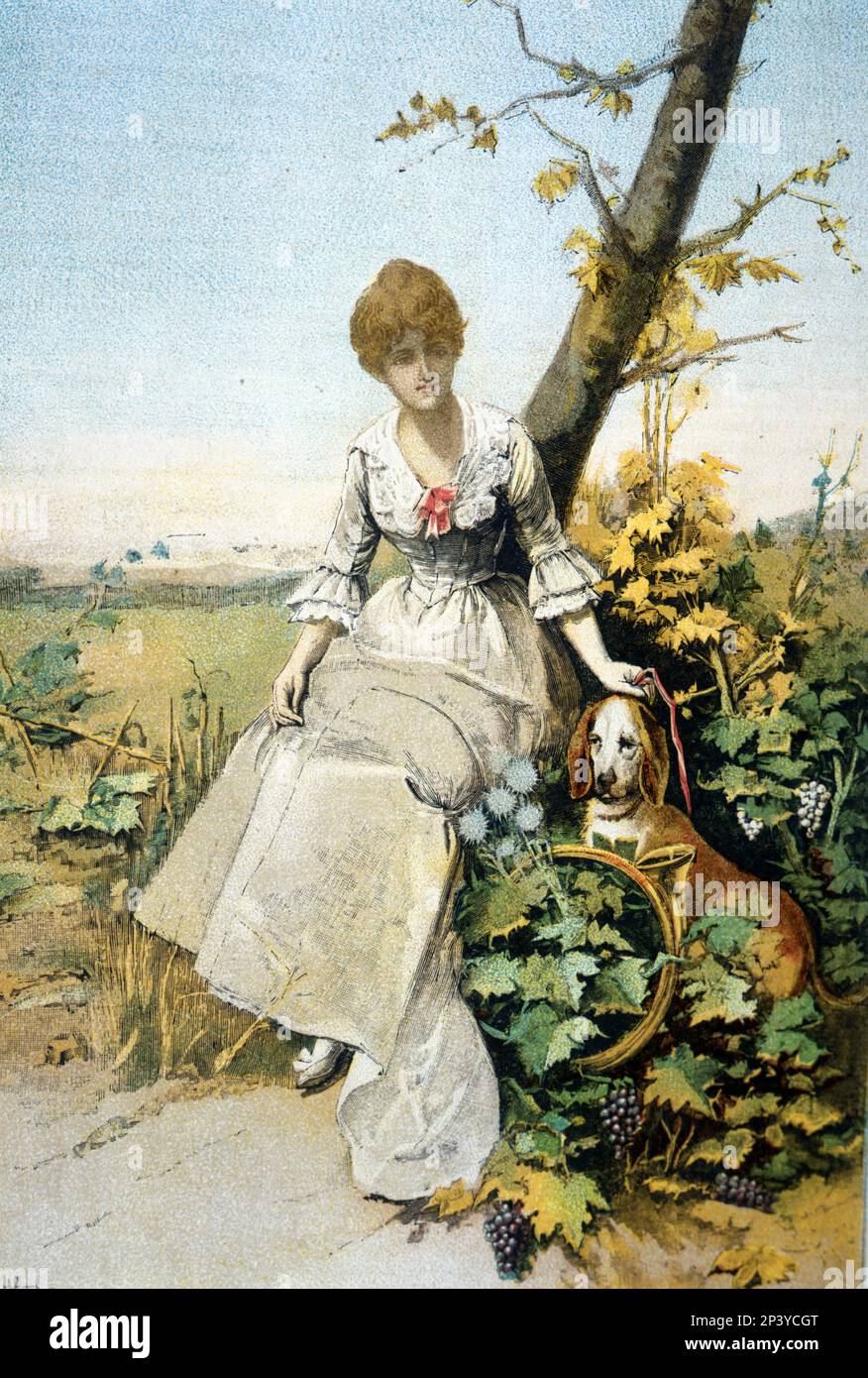 Affiche avec « Allegory of Autumn », 1889. Banque D'Images