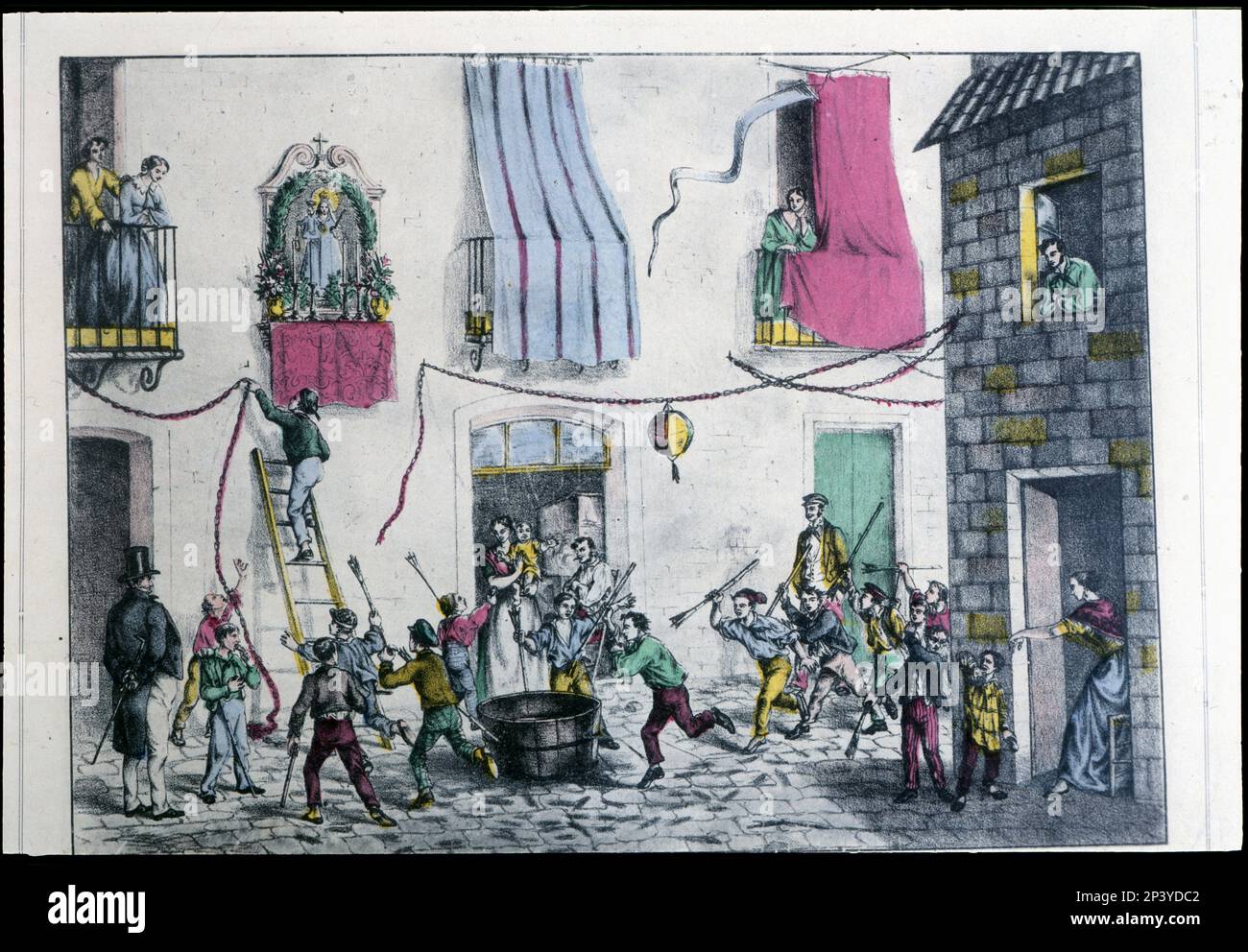 Fête de quartier à Barcelone, 1860. Banque D'Images