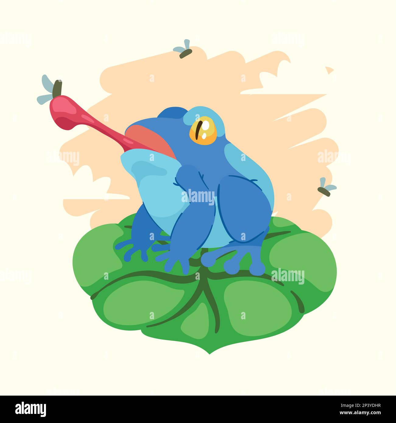grenouille bleue manger des amphibiens Illustration de Vecteur
