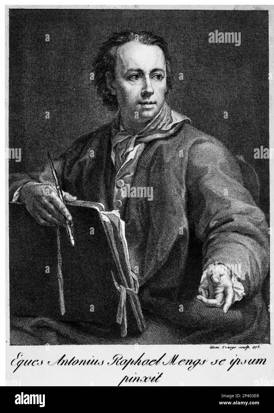 Portrait du peintre allemand Anton Raphael MENGS ( Aussig , Allemagne 1728 - Roma , Italie 1779 ) , par Domenico Cunego ( 1726 - 1803 ) D'un autoportrait - ARTE - ARTI VISIVE - visula arts - NEOCLASSICO - NEOCLASSICISMO - PITTORE - NÉO-CLASSICISME - STYLE NÉO-CLASSIQUE - ritratto - autoritratto - incisione --- Archivio GBB Banque D'Images